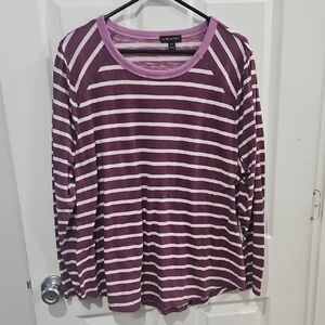 Bundle Sale | Lane Bryant Plum and White Striped Long Sleeve Top Size‎ 18/20